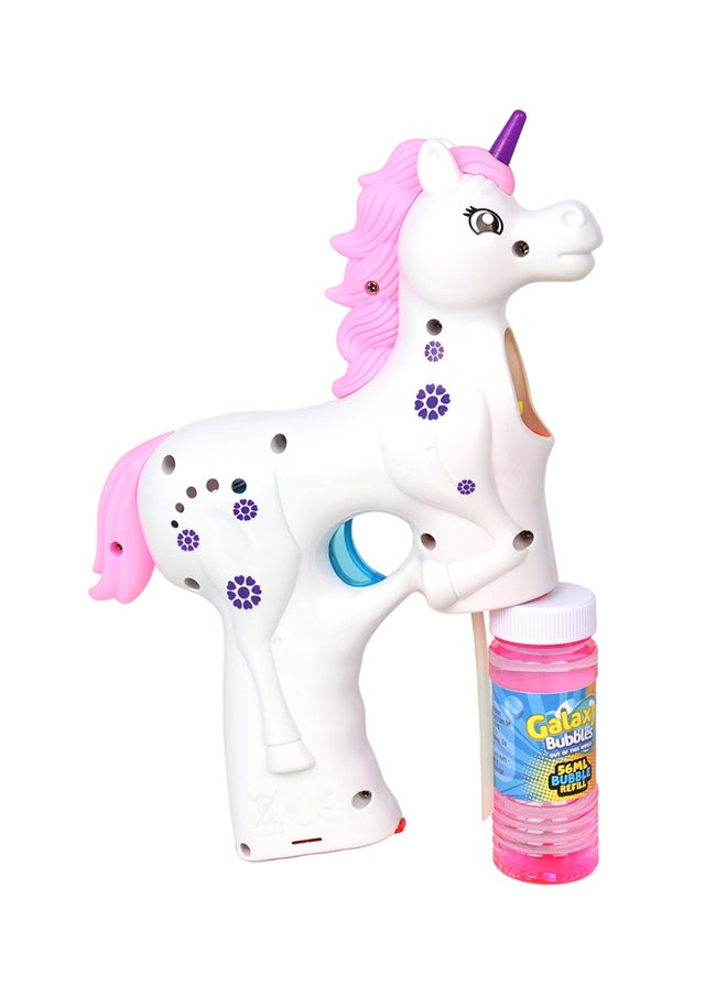 Galaxy Toys - Unicorn Bubble Blaster Withlight With 56ml Bubble Solution，3xaa Batteries Not Included - Image 1