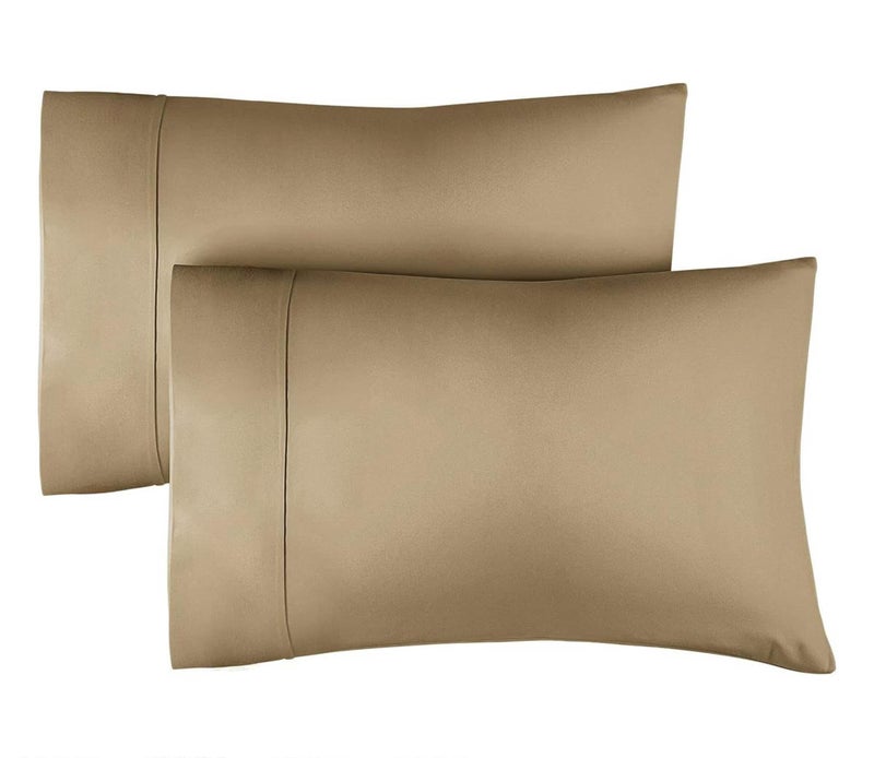 CGK Unlimited 100 Cotton Pillow Cases Queen Size  Cooling Breathable  Soft Pillowcase Covers Set of 2400 Thread Count Cotton  Wrinkle  Fade Free  Machine Washable Protectors  Luxury Hotel Bedding  Beige 