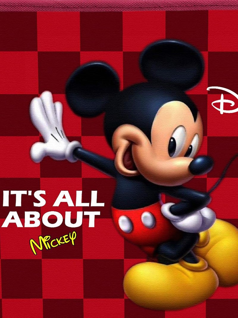 Kuber Industries Disney Mickey Mouse Print Non Woven Fabric Square Foldable Storage Cube Box with Handle (Large Size, Maroon) - Image 4