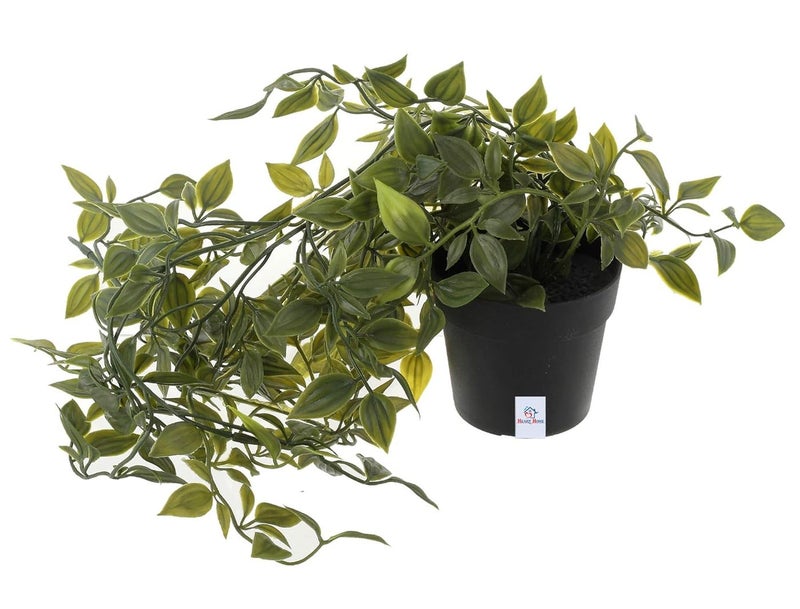 Heart Home Mini Plastic Potted Vine Plant for Home Office Decoration Plastic Vine with Black Plastic Pots Fake Plant for Bathroom Dcor GreenKUBMART11602