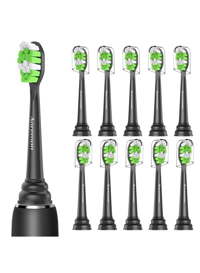 Aoremon Replacement Toothbrush Heads for Philips Sonicare DiamondClean, Black, Pack of 10 - Image 1