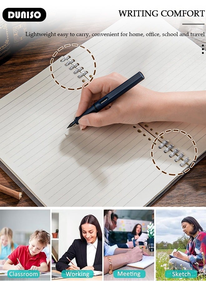 DUNISO A5 Loose-leaf Spiral Notebook Binder with Waterproof Case,Refillable Loose Leaf Planner,60 Sheets Thickened horizontal lines Diary Round Hole Removable Loose-Leaf Notebook Business Notebook for Student Office Writing  - Image 3