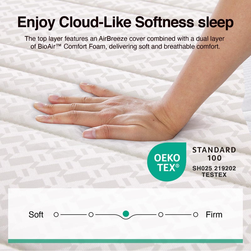 Novilla Twin Mattress, 8 Inch Twin Size Mattresses in a Box with Smartsâ„¢ Coil for Pressure Relief, Medium Plush Foam and Spring Hybrid Colchones with CertiPUR-US Certified for Kid for Kidss, White - Image 2