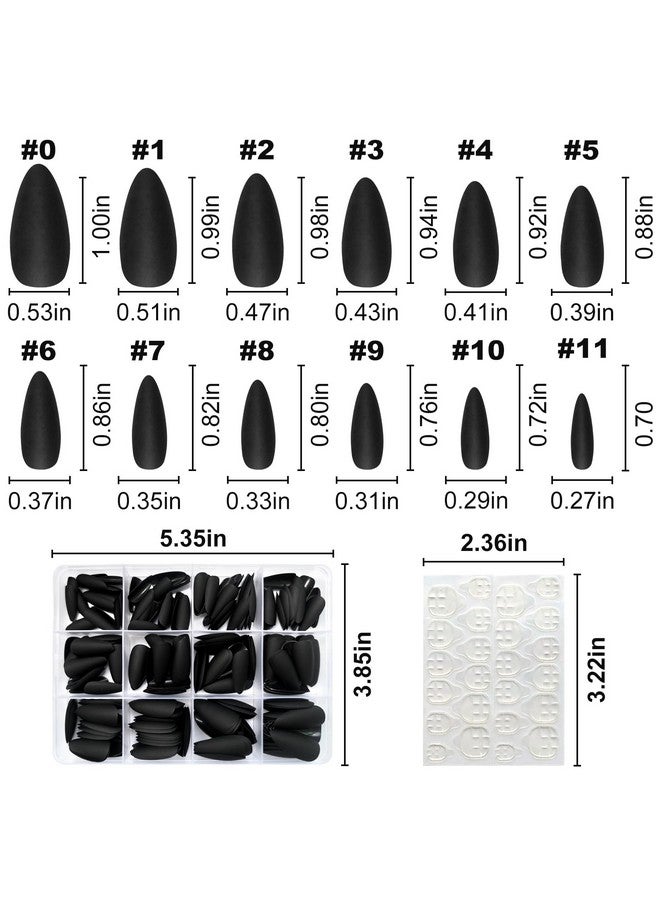 لايفيكس تول 240 قطعة من أظافر اللوز الصناعية متوسطة الطول، أظافر لوزية سوداء غير لامعة، أظافر صناعية قصيرة، أطراف أظافر صناعية ملونة، غراء أظافر صناعي، علامات تبويب لاصقة للنساء - Image 2