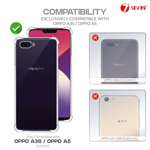7-Seven 7SEVEN® Back Cover for Oppo A3S | Oppo A5 Transparent Mobile Back Case Shock Proof Design Camera Edges Protection Crystal Clear Phone Case Silicon Soft TPU and Flexible Bumper Phone Cover - Image 2