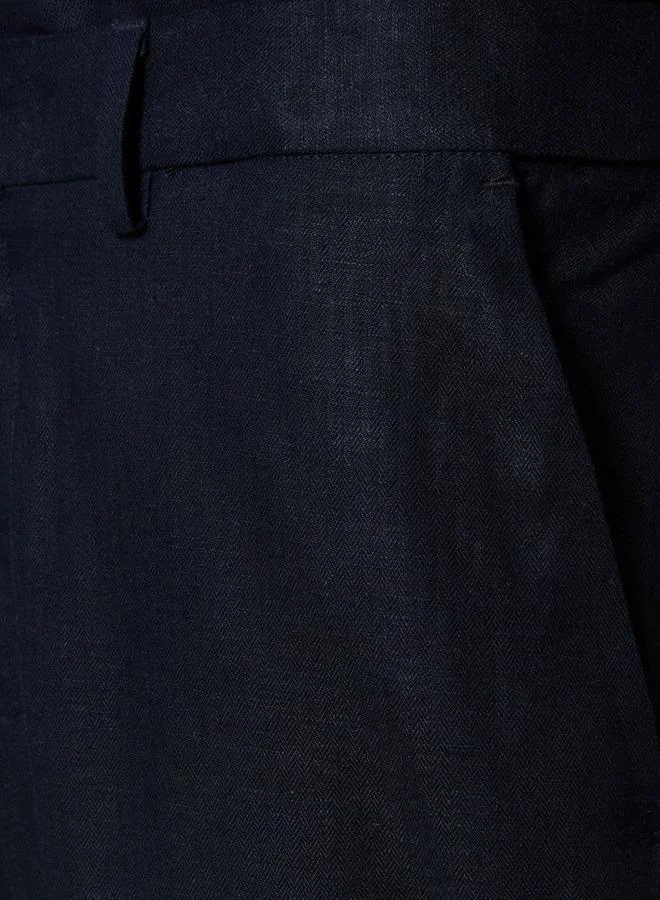 Splash FAV NAVY Slim Fit Linen Blend Flexi Waist Formal Trousers for Men | Best Price UAE