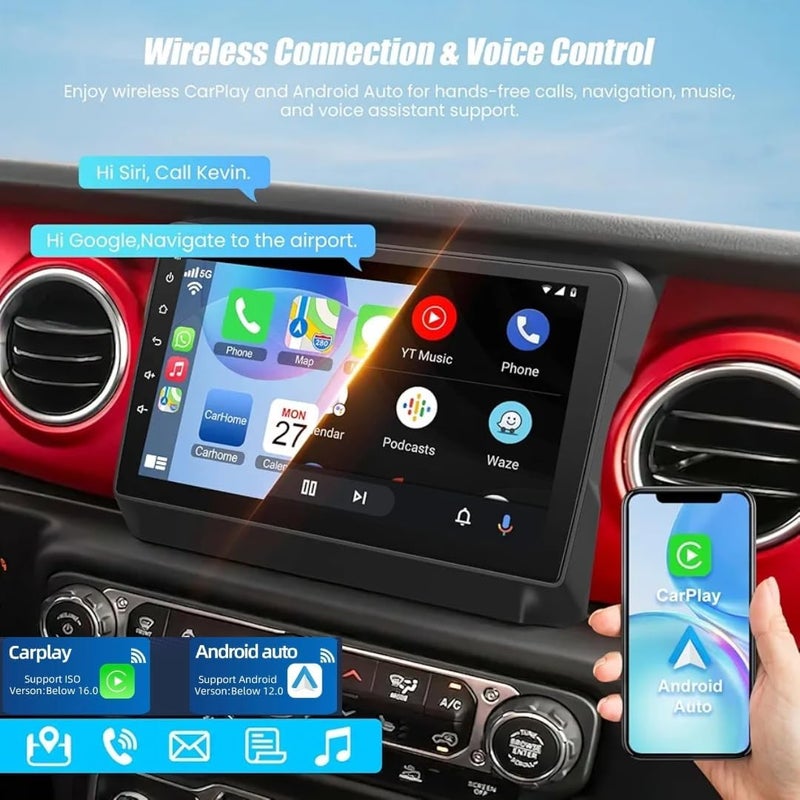 Vierex Car Stereo for Jeep Wrangler JL 2018-2021 & Gladiator JT 2020-2021, Android Touch Screen Radio with Wireless CarPlay & Android Auto, GPS Navigation, WiFi, Bluetooth, DSP, AHD Backup Camera Included (4GB RAM 32GB ROM) - Image 3