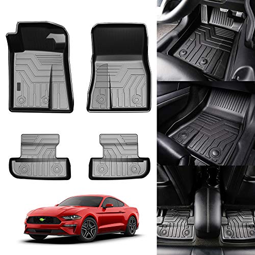 KUST 3D Floor Mats for Ford Mustang 2015-2024 2025 (NOT for Mach-E), Mustang All Weather Floor Mats, TPE Car Mats 2 Row Floor Liners Durable Odorless Non-Slip High Edges - Image 1
