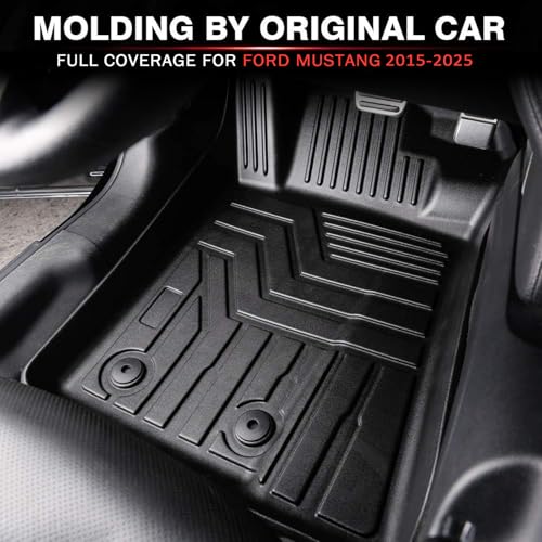 KUST 3D Floor Mats for Ford Mustang 2015-2024 2025 (NOT for Mach-E), Mustang All Weather Floor Mats, TPE Car Mats 2 Row Floor Liners Durable Odorless Non-Slip High Edges - Image 2
