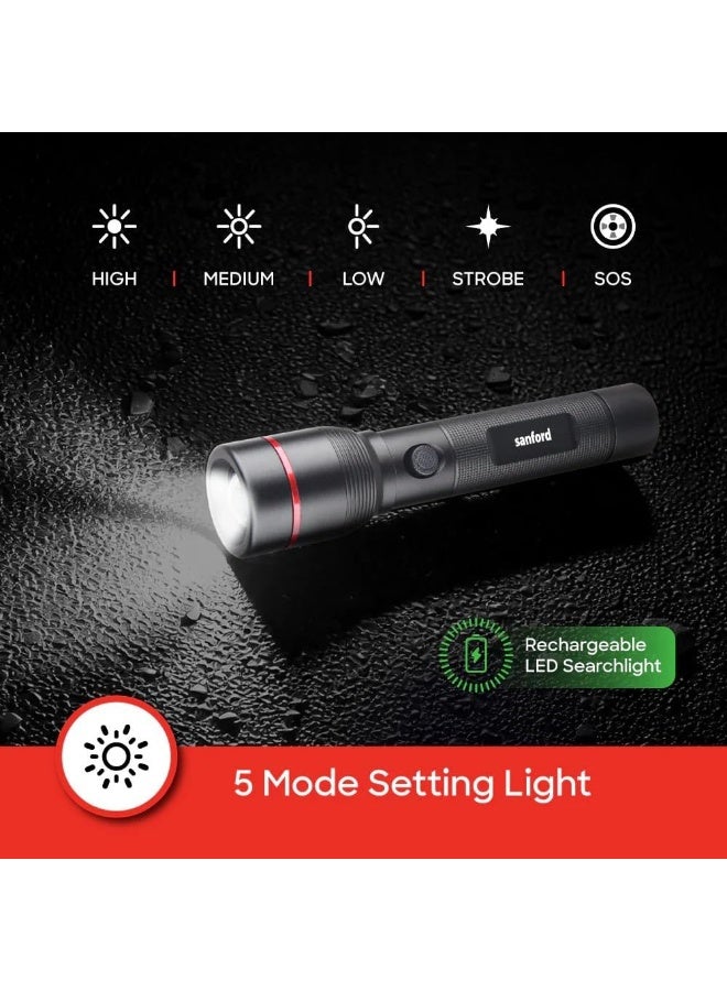 سانفورد مجموعة مكونة من 2 مصباح يدوي LED زووم من سلسلة ELIPSE V2 الفائقة السطوع والقابلة لاعادة الشحن ببطارية ليثيوم 4000 مللي أمبير   مع أوضاع متعددة ونطاق مذهل الذي يبلغ 1800 متر SF4680SLC - Image 3