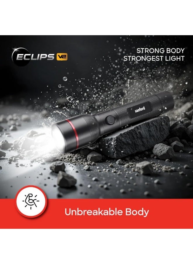 سانفورد مجموعة مكونة من 2 مصباح يدوي LED زووم من سلسلة ELIPSE V2 الفائقة السطوع والقابلة لاعادة الشحن ببطارية ليثيوم 4000 مللي أمبير   مع أوضاع متعددة ونطاق مذهل الذي يبلغ 1800 متر SF4680SLC - Image 4