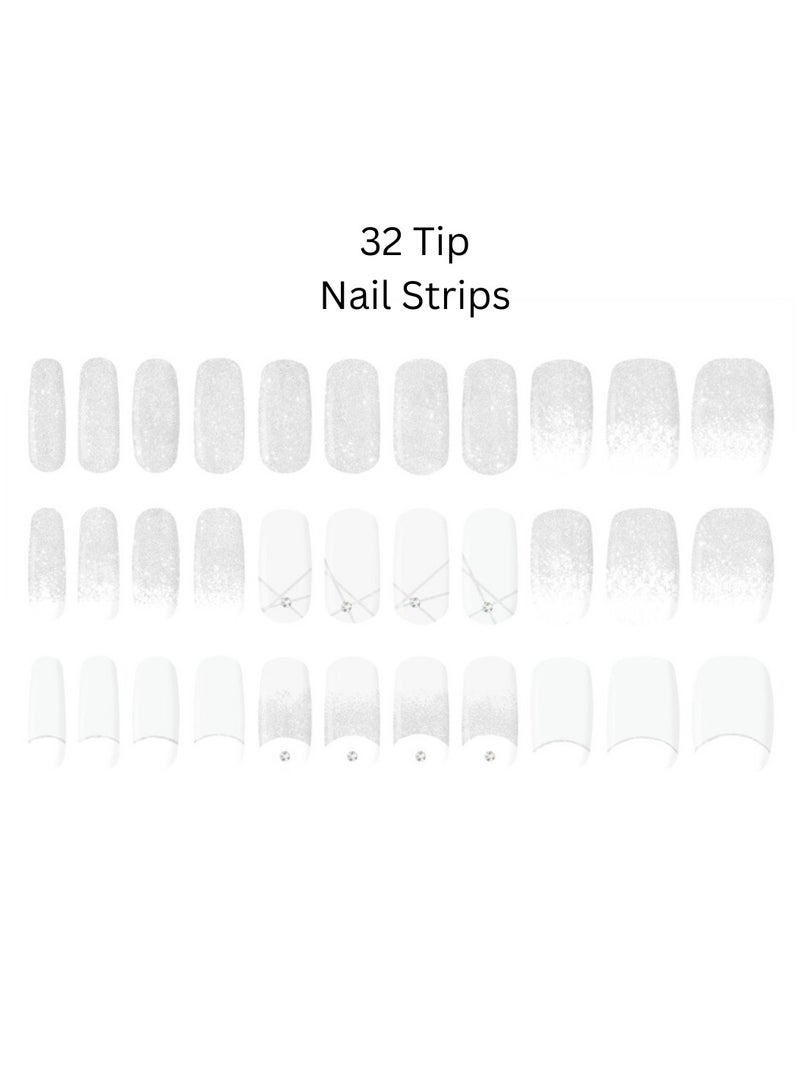 FOLARIS Fiancée Korean 32 Nail Gel Strips with Swarovski Crystals – Elegant, Long-Lasting Manicure - Image 3