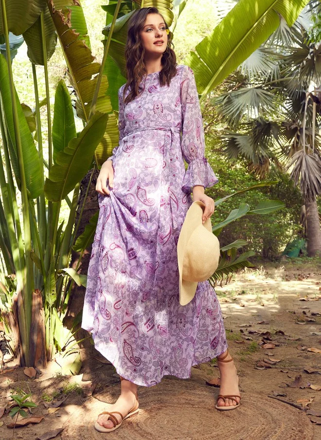 STREET 9 Lavender Floral Printed Maxi Dress for Women