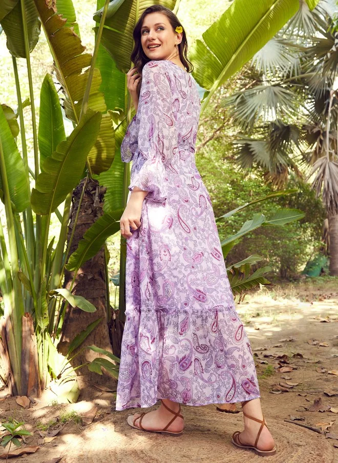 STREET 9 Lavender Floral Printed Maxi Dress for Women