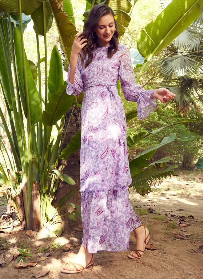 STREET 9 Lavender Floral Printed Maxi Dress for Women