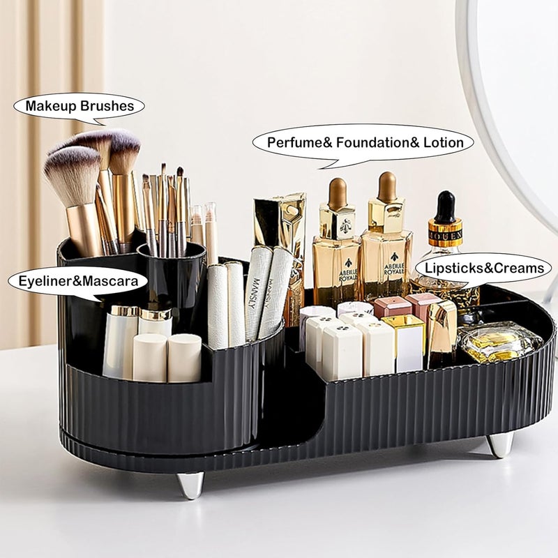 COMFYROOM Rotating Makeup Organizer for Vanity with 360° Spinning Makeup Brush Holder, Cosmetic Storage, Black - Image 2