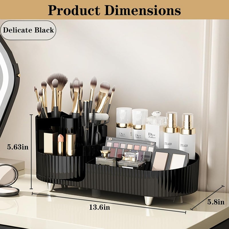 COMFYROOM Rotating Makeup Organizer for Vanity with 360° Spinning Makeup Brush Holder, Cosmetic Storage, Black - Image 5