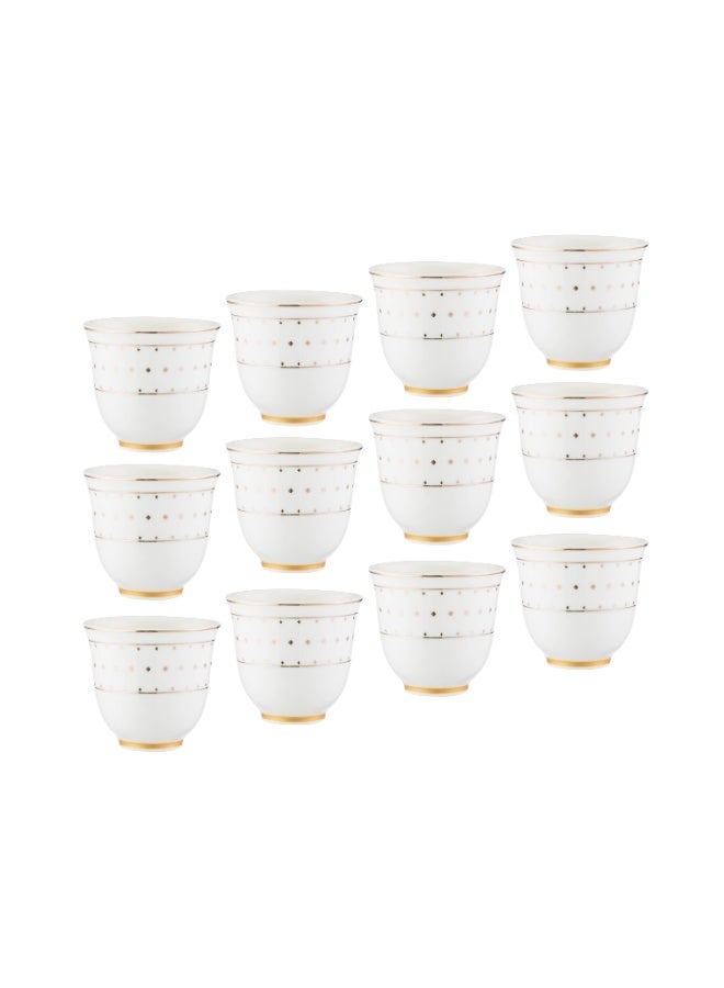 Alsaif White Porcelain Arabic Coffee Cups Set of 12 Gilded Elegant Design for Daily Use and Gift - Image 3