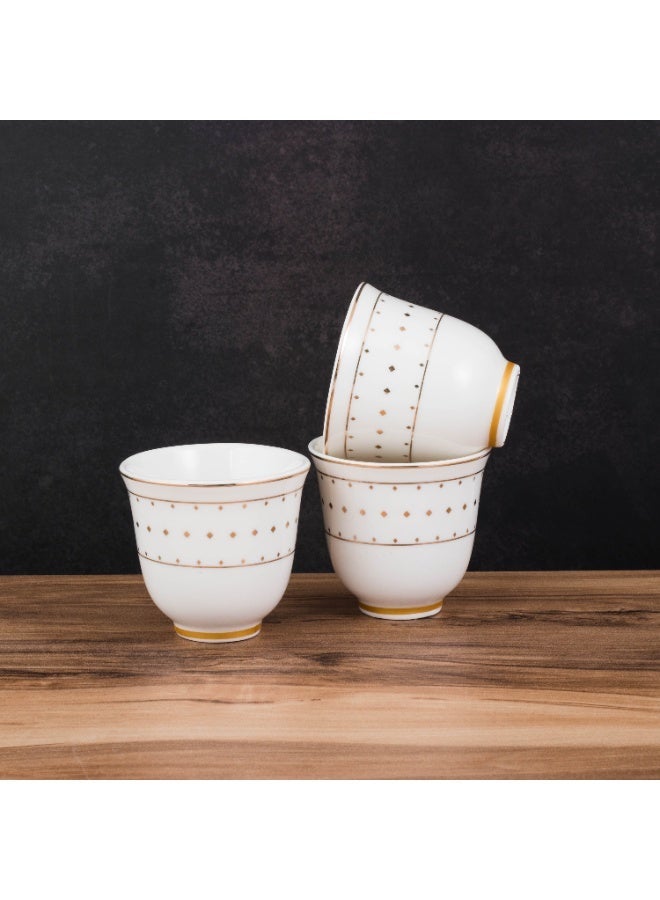 Alsaif White Porcelain Arabic Coffee Cups Set of 12 Gilded Elegant Design for Daily Use and Gift - Image 1