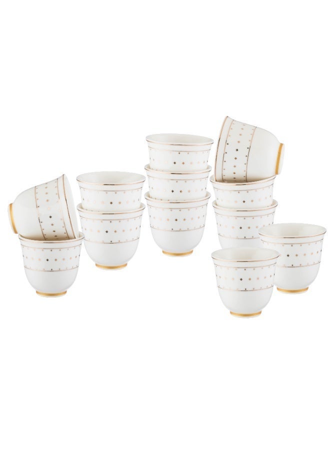 Alsaif White Porcelain Arabic Coffee Cups Set of 12 Gilded Elegant Design for Daily Use and Gift - Image 2