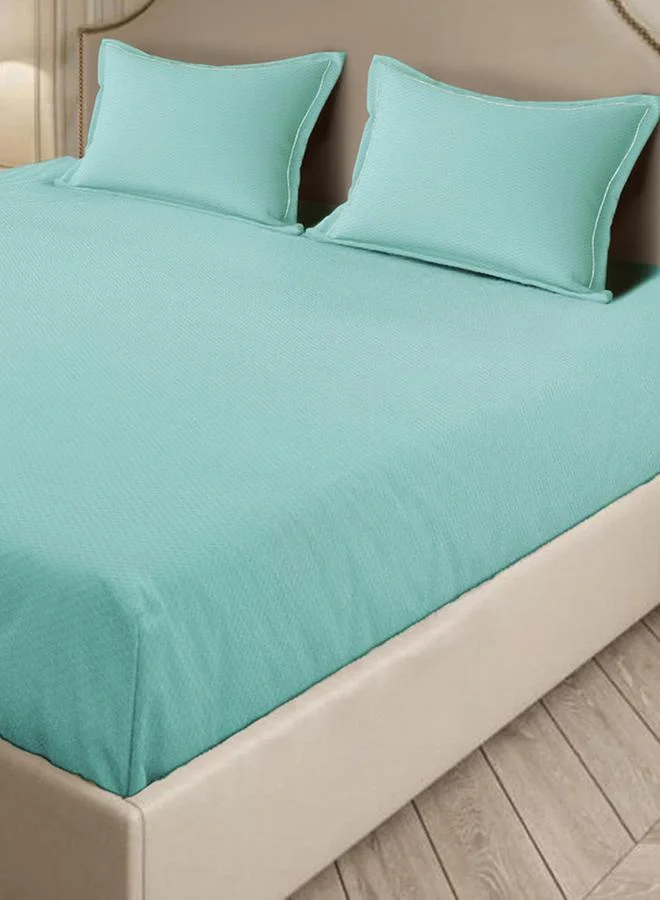 Mulberry Living 100% Cotton 3-Pieces Bedding Set, Micro Checks - Stratosphre Blue