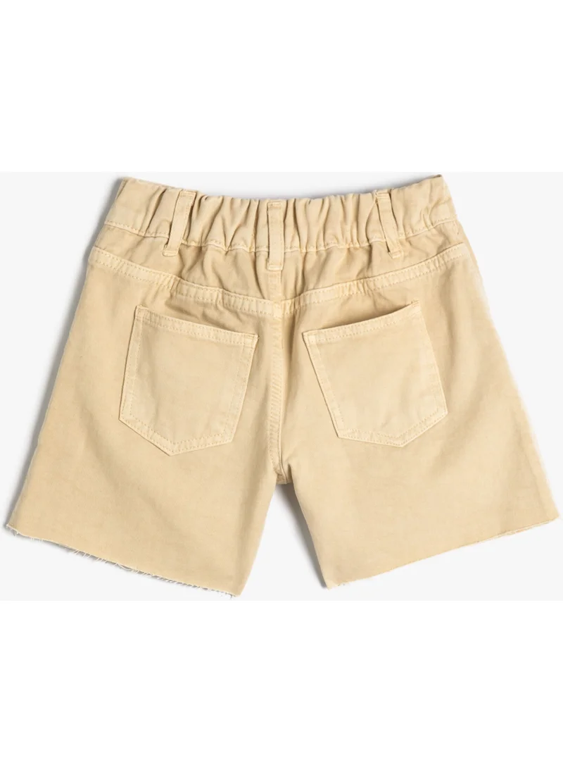 كوتون Denim Shorts Cotton Pockets Elastic Waist Cotton