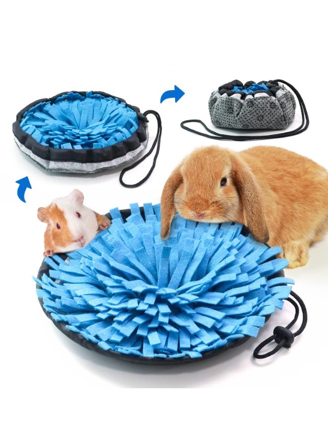 Foraging Mat, Interactive Feed Game for Boredom, Small Pet Puzzle Toy, Polar Fleece Snuffle Pad Bed Nosework Feeding Mat for Bunny Hamster Ferrets  - Image 1