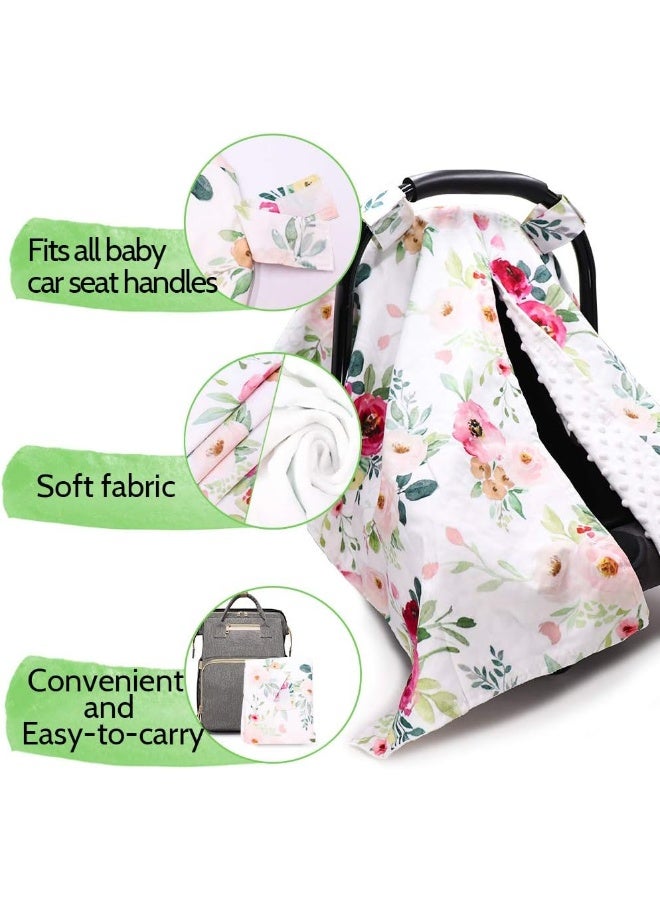 TANOFAR Floral Car Seat Cover for Babies, Peekaboo Opening Minky Carseat Canopy for Newborn, Multiuse, Mom Nursing Breastfeeding Covers, Minky Blanket for Infant Toddler - Image 5