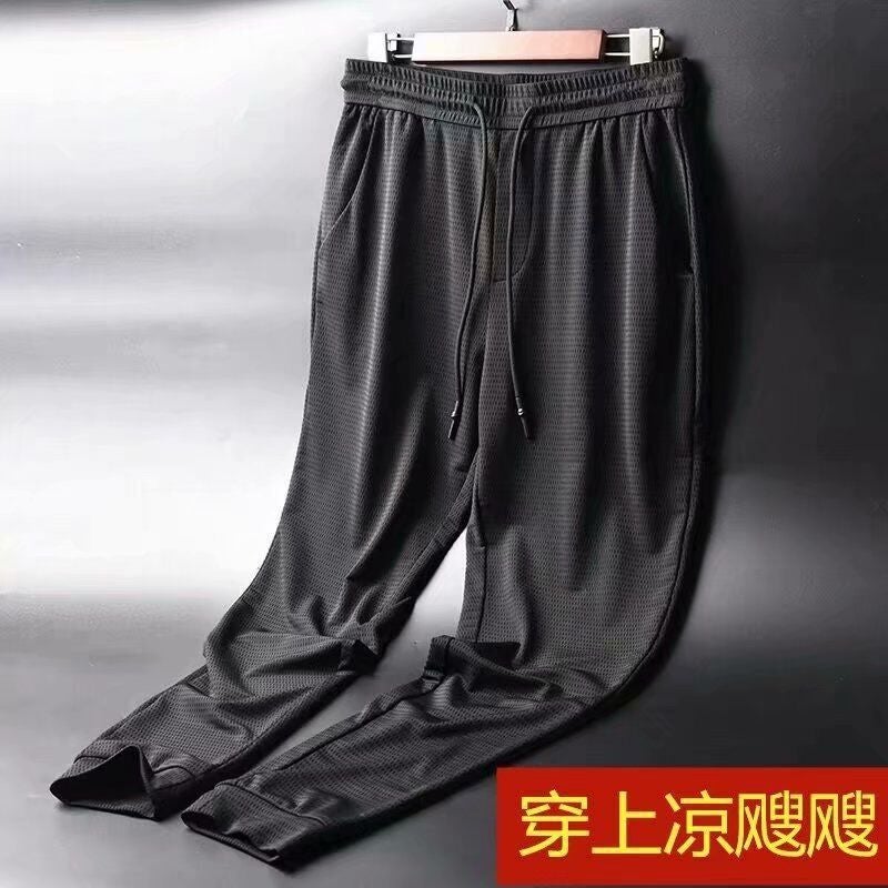 Mens Ice Silk Short Sleeve Suit Summer Thin Mesh Quick Dry Loose Fit T-shirt Shorts Sport Casual 2-piece Set Black top  - Image 4