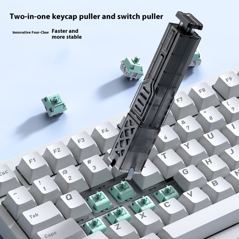 Transparent Pink Four Claw Puller And Keycap Puller Two In One Hot Swap Mechanical Keyboard Magnetic Stem Remover Keycap Removal Tool - Image 2