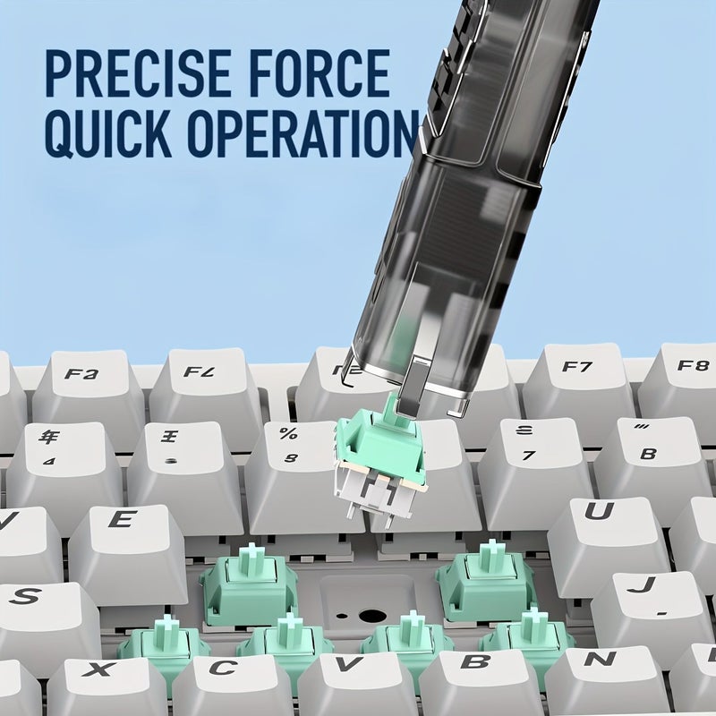 Transparent Pink Four Claw Puller And Keycap Puller Two In One Hot Swap Mechanical Keyboard Magnetic Stem Remover Keycap Removal Tool - Image 3