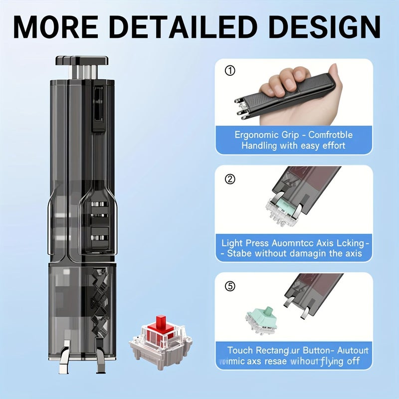 Transparent Pink Four Claw Puller And Keycap Puller Two In One Hot Swap Mechanical Keyboard Magnetic Stem Remover Keycap Removal Tool - Image 4