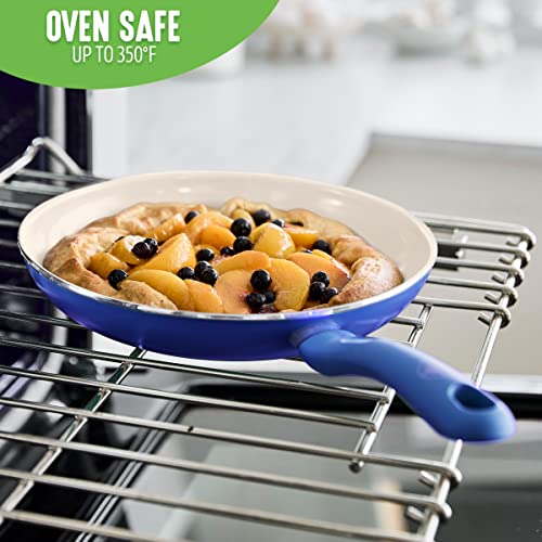 GreenLife Non Stick Fry Pan Set (7" & 10"), Non-Toxic PFAS-Free Ceramic Skillets, Dishwasher & Oven Safe, Egg Omelet Frying Pans, Stay- Cool Handles, Kitchen Home Cooking Essentials, Blue - Image 2