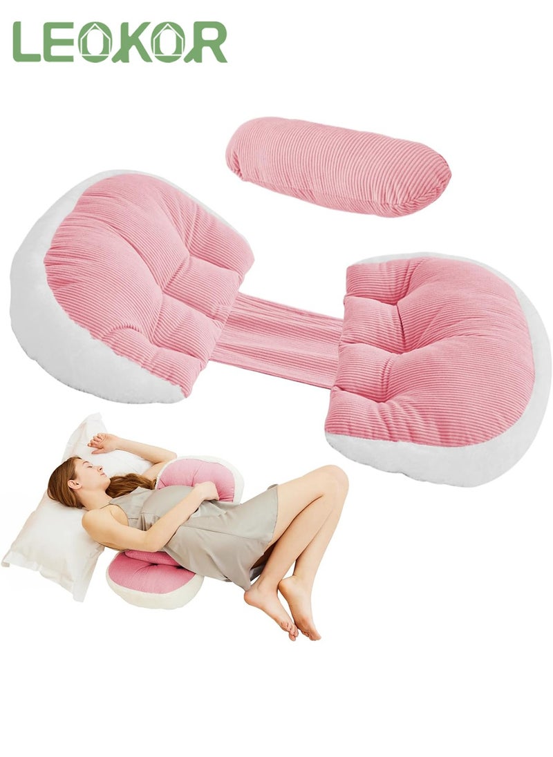 LEOKOR Maternity Pillow for Sleeping, Super Soft and Comfortable Side Sleeping Support for Back, Belly, and Legs for Pregnant Women, Pregnancy Pillow with Detachable and Adjustable Pillow Cover  - Image 1