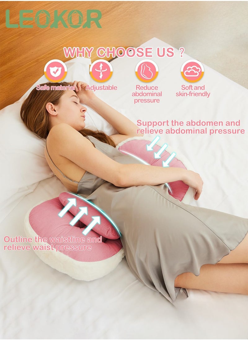 LEOKOR Maternity Pillow for Sleeping, Super Soft and Comfortable Side Sleeping Support for Back, Belly, and Legs for Pregnant Women, Pregnancy Pillow with Detachable and Adjustable Pillow Cover  - Image 3