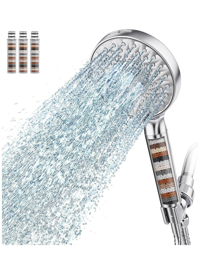 High Pressure Filtered Shower Head for Hard Water - Handheld Showerhead with Mineral Filter Balls for Chlorine Removal and Impurity Purification - Image 1