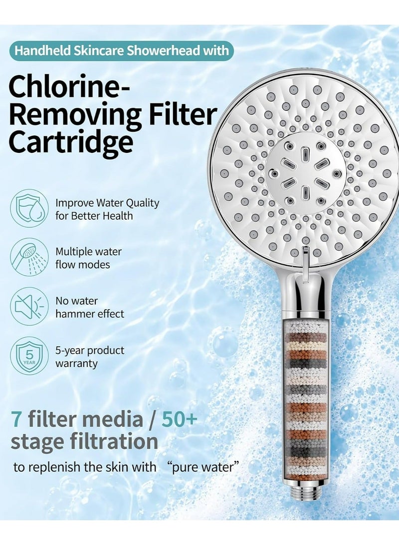 High Pressure Filtered Shower Head for Hard Water - Handheld Showerhead with Mineral Filter Balls for Chlorine Removal and Impurity Purification - Image 5