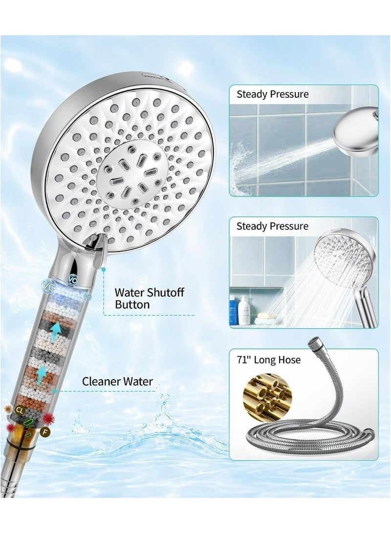 High Pressure Filtered Shower Head for Hard Water - Handheld Showerhead with Mineral Filter Balls for Chlorine Removal and Impurity Purification - Image 2