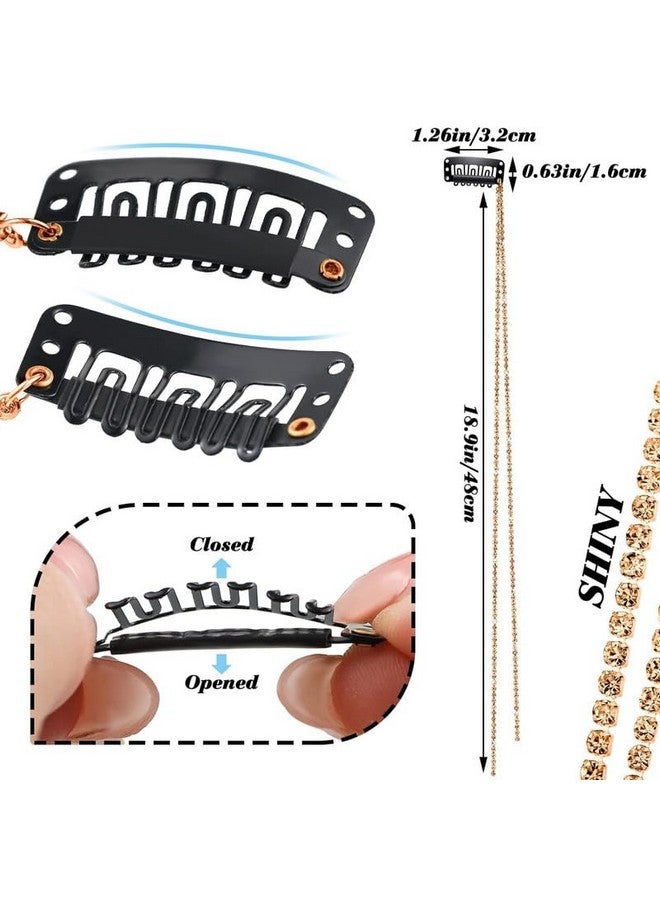 CHIROGRAPHY 6 pcs Rhinestone Hair Chains Rhinestone Hair Accessories, Hair Extensions Pearl Hair Clip Rhinestone Hair Pins Hair Gems Rhinestones for Braids for Women(Gold) - Image 3