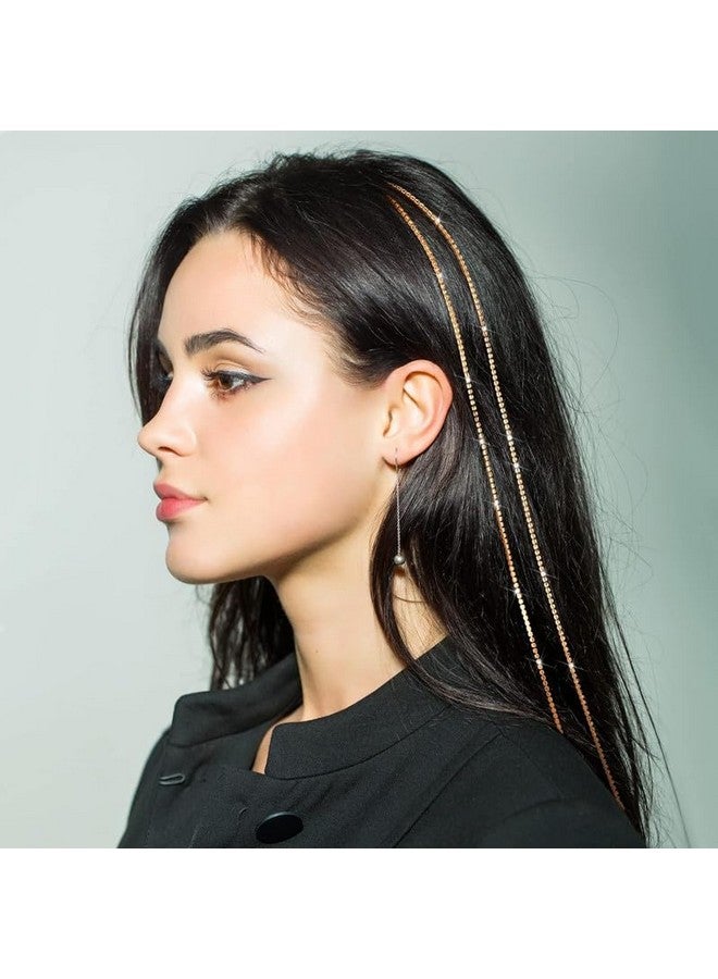 CHIROGRAPHY 6 pcs Rhinestone Hair Chains Rhinestone Hair Accessories, Hair Extensions Pearl Hair Clip Rhinestone Hair Pins Hair Gems Rhinestones for Braids for Women(Gold) - Image 4