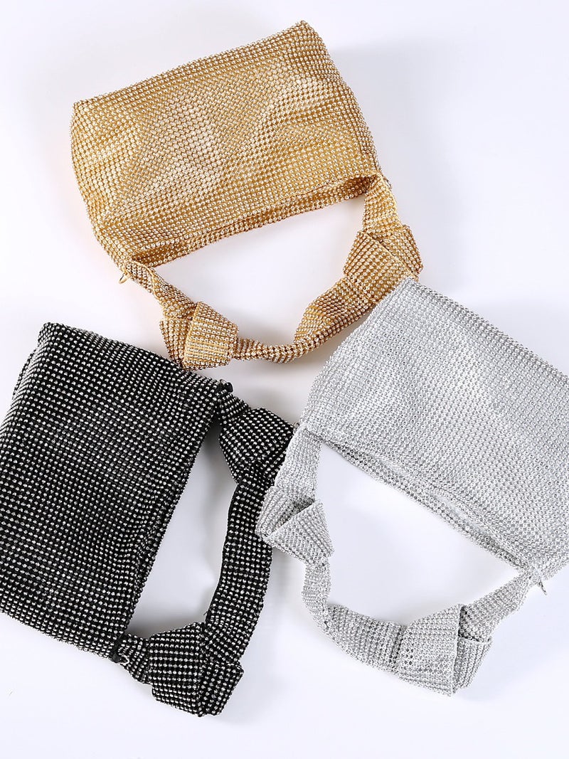 Diamond-Encrusted Evening Bag Knotted Rhinestone Evening Bag King Rhinestone Ins Full Diamond Armpit Bag Small Bag For Women - Image 5