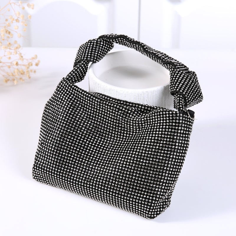 Diamond-Encrusted Evening Bag Knotted Rhinestone Evening Bag King Rhinestone Ins Full Diamond Armpit Bag Small Bag For Women - Image 1