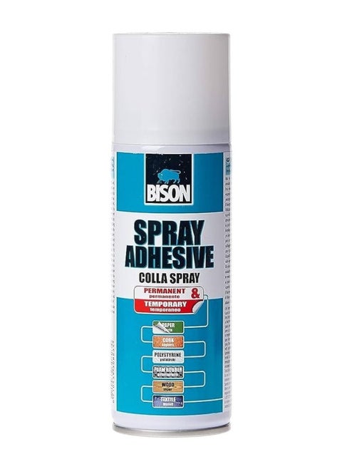 Bison Spray Adhesive 500 ml multipurpose universal glue, bonding either permanent or removable, for bonding paper, cardboard, collages, metal foils, leather, felt, many plastics, textiles, polystyrene foam, etc. with themselves and many other materials such as wood, ceramics, glass etc