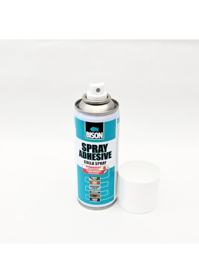 Bison Bison Spray Adhesive 500 ml multipurpose universal glue, bonding either permanent or removable, for bonding paper, cardboard, collages, metal foils, leather, felt, many plastics, textiles, polystyrene foam, etc. with themselves and many other materials such as wood, ceramics, glass etc  - Image 2