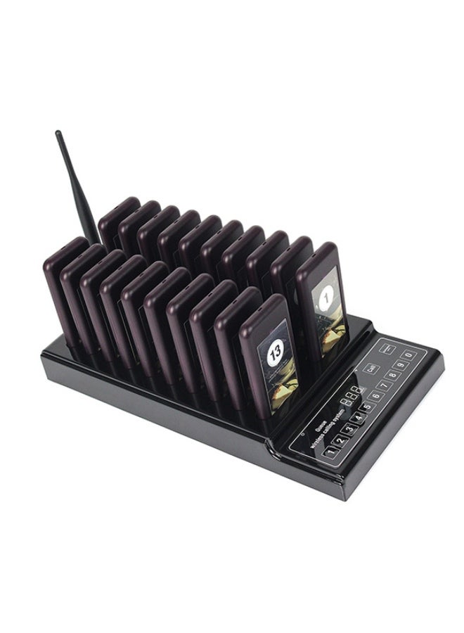 QC100 999 Channel Restaurant Wireless Paging Queuing Calling System with 20 Call Coaster Pagers, EU Plug - Image 2
