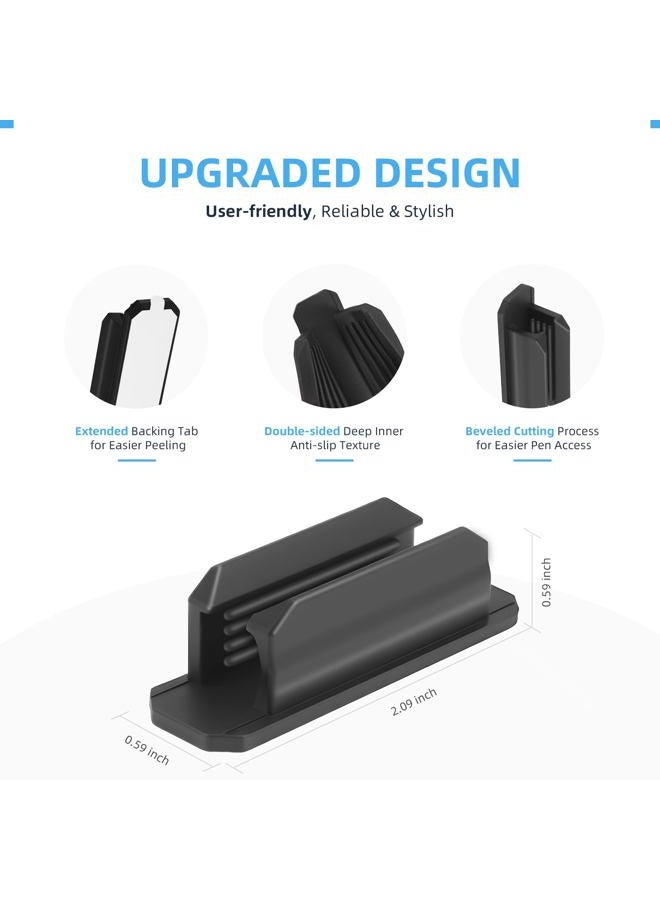 baecel 10 PCS Pen Holder, Upgraded Adhesive Pencil Holder for Desk, Flexible Silicone Pencil Holders Grips Clip for Desk Wall Clipboard, Office Classroom Essentials Teacher Supplies, Black - Image 3