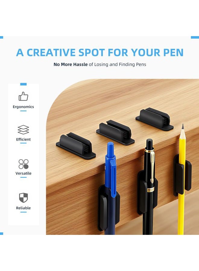 baecel 10 PCS Pen Holder, Upgraded Adhesive Pencil Holder for Desk, Flexible Silicone Pencil Holders Grips Clip for Desk Wall Clipboard, Office Classroom Essentials Teacher Supplies, Black - Image 2