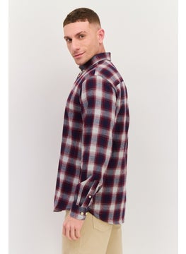 Threadbare Men Regular Fit Checkered Long Sleeves Casual Shirt, Navy  - Image 4