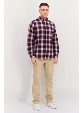 Threadbare Men Regular Fit Checkered Long Sleeves Casual Shirt, Navy  - Image 2