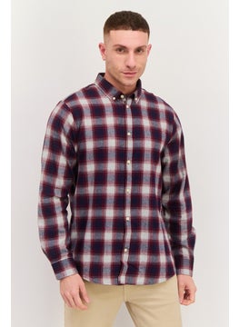 Threadbare Men Regular Fit Checkered Long Sleeves Casual Shirt, Navy  - Image 1